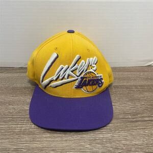 Mitchell & Ness Los Angeles Lakers Snapback Hat Purple Adjustable Cap